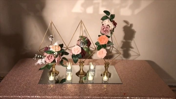 DIY- Geometric Centerpiece -   17 easy wedding Backdrop ideas