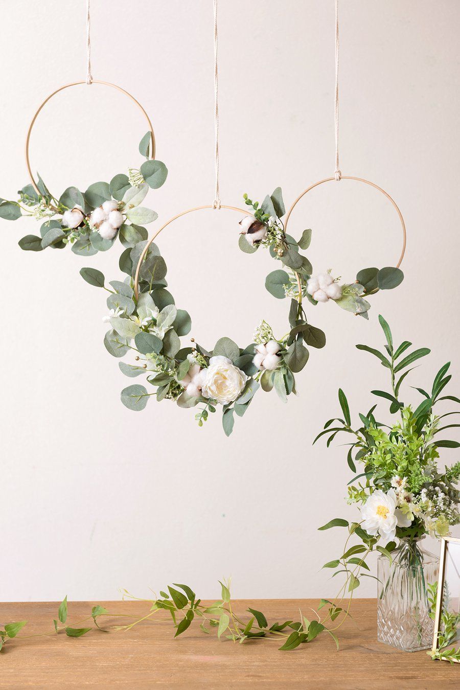 Eucalyptus Wreath for Greenery Wedding Decor (Set of 3) -   17 easy wedding Backdrop ideas