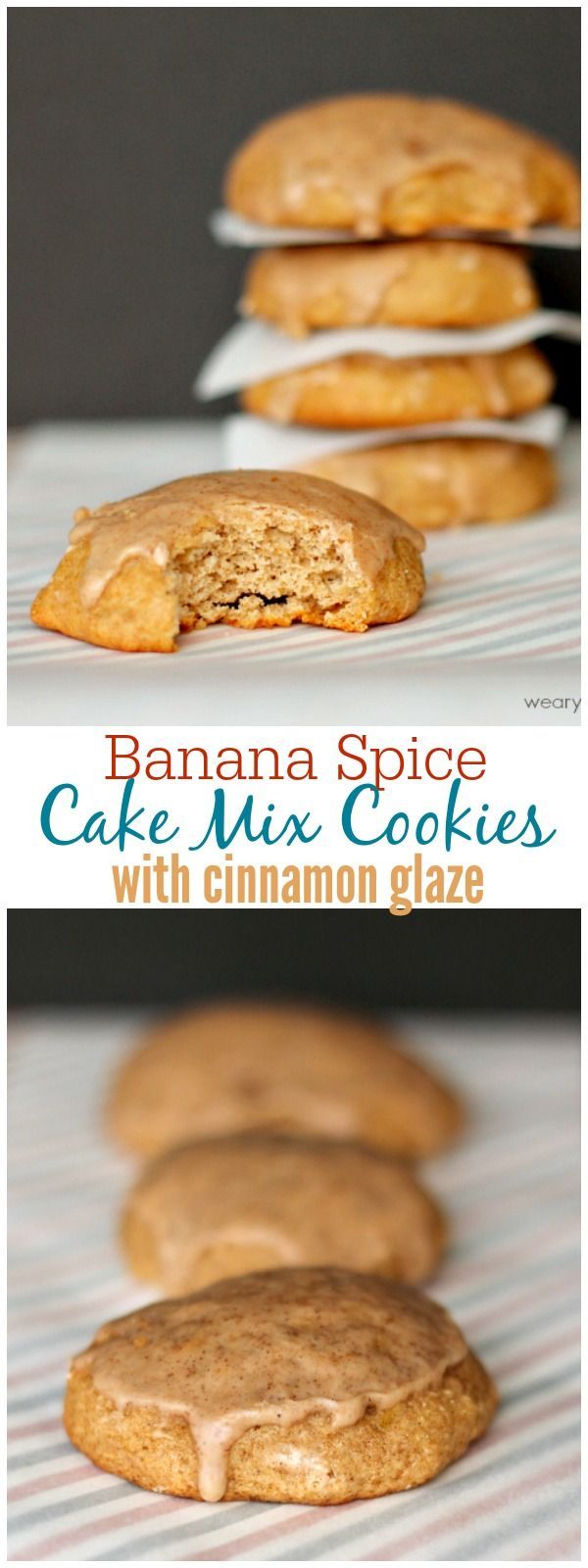 Banana Spice Cake Mix Cookies with Cinnamon Glaze - The Weary Chef -   18 banana cake Cookies ideas