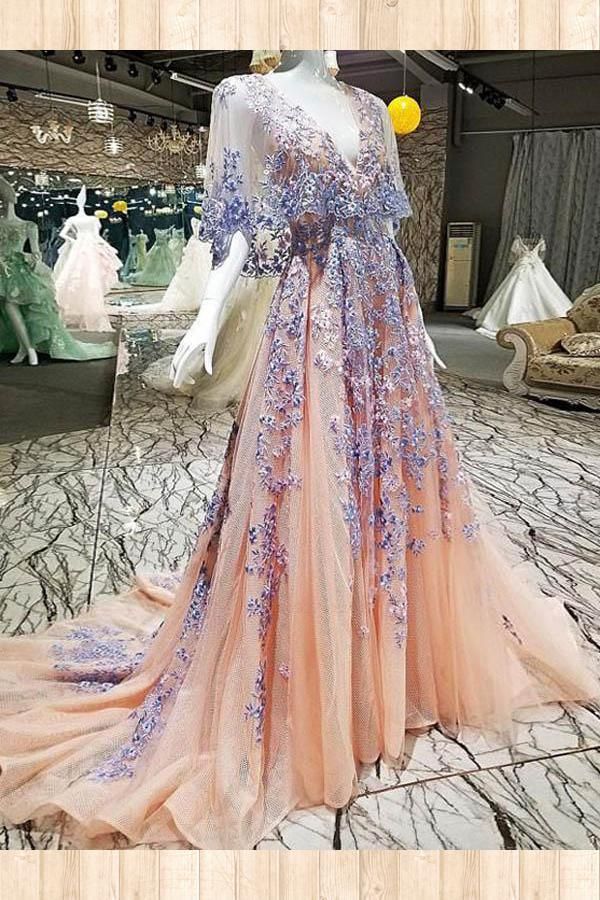 Outlet Outstanding A-Line Prom Dresses, Long Prom Dresses, V-Neck Prom Dresses -   18 dress Beautiful unique ideas