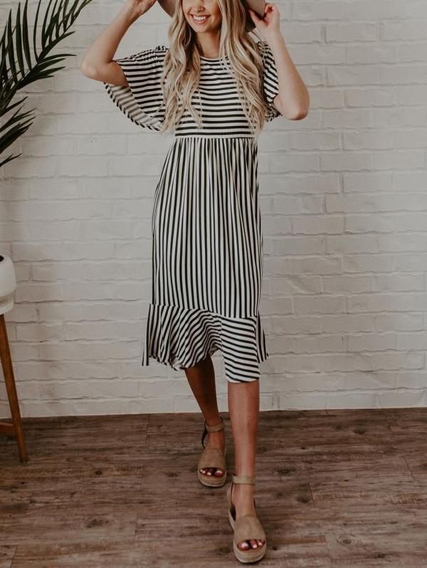 Summer Cute Striped Midi Dress -   19 dress Casual womens ideas