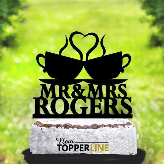 Coffee cups with heart Wedding Cake Topper,Wedding Cake Topper,coffee cups steam heart,Mr and Mrs cake topper,custom wedding cake topper2213 -   20 cake Coffee cup ideas