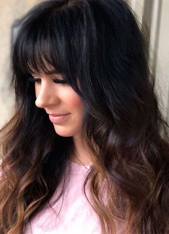 Long Hairstyles with Bangs and Fringes to Show off Right Now -   11 hairstyles For School with bangs ideas