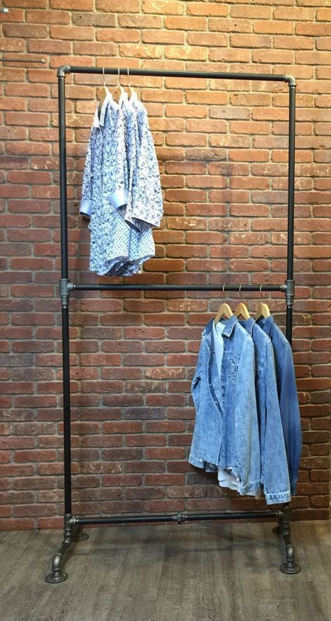 Industrial Pipe Clothing Rack Double Row - Heavy Duty -   12 DIY Clothes Rack double ideas
