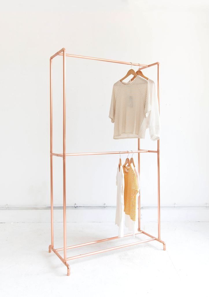 Double Copper Pipe Clothing Rail / Clothes Storage / Garment Rack -   12 DIY Clothes Rack double ideas