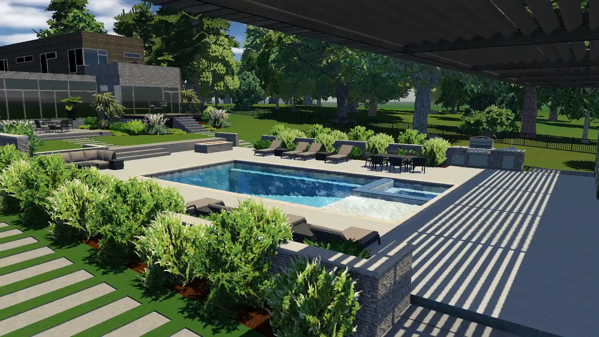 Rectangular Pool with Flush Spa for Modern Home -   12 garden design pool ideas