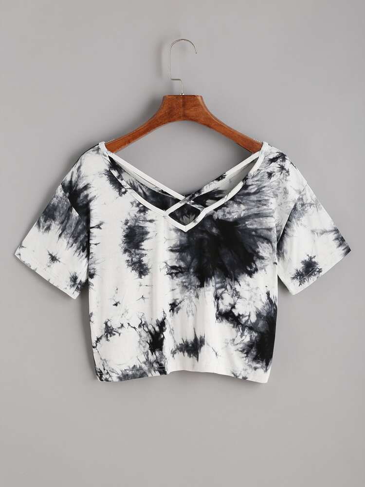 Tie Dye Criss Cross Back Crop T-shirt -   13 DIY Clothes Tshirt criss cross ideas