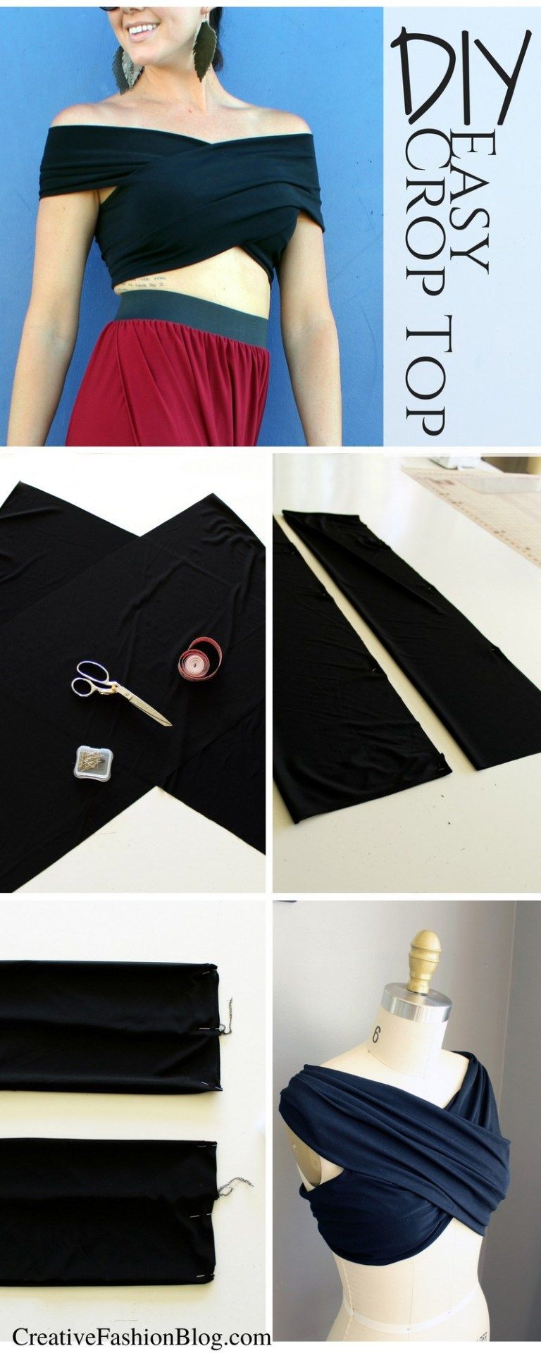 How To Sew An Easy Summer DIY Crop Top - Creative Fashion Blog -   13 DIY Clothes Tshirt criss cross ideas