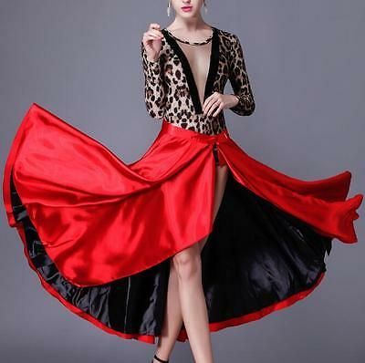 Womens Latin Paso Doble Cloak Performance Costume Dance Dress Skirts Skirt Red K  | eBay -   13 dress Dance sport ideas