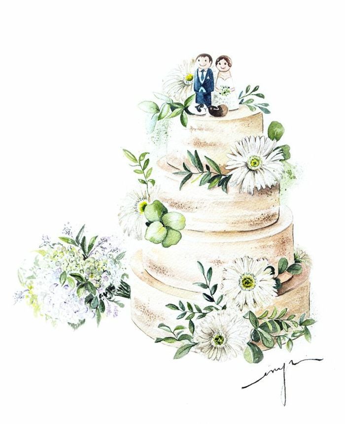 ? 1001 + id?es de l'illustration mariage pour c?l?brer votre amour -   15 cake Illustration illustrators ideas