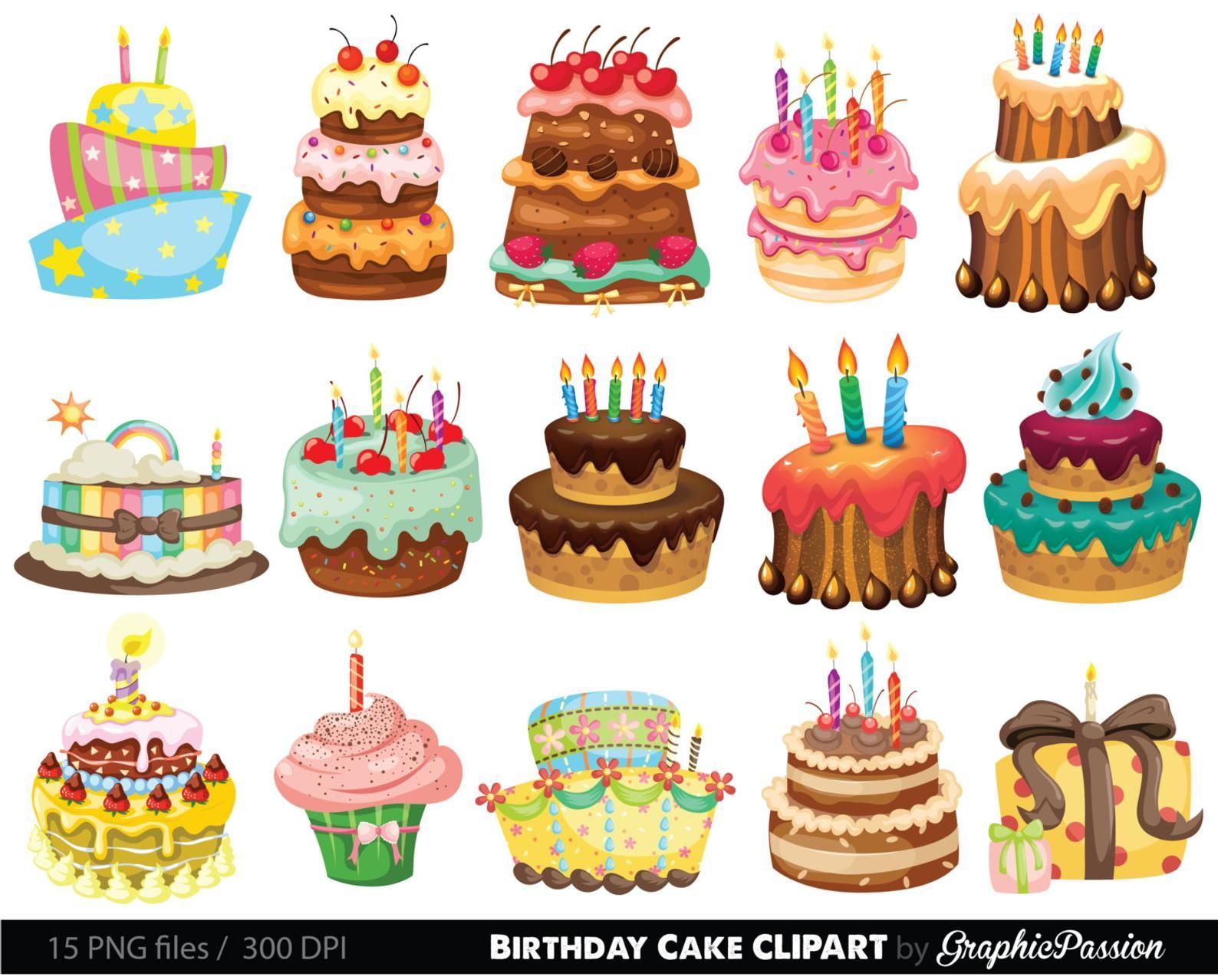 Birthday Cake Clipart. Cake Illustration. Birthday Cake Digital Images. Colorful Birthday Cake Clipart -   15 cake Illustration illustrators ideas