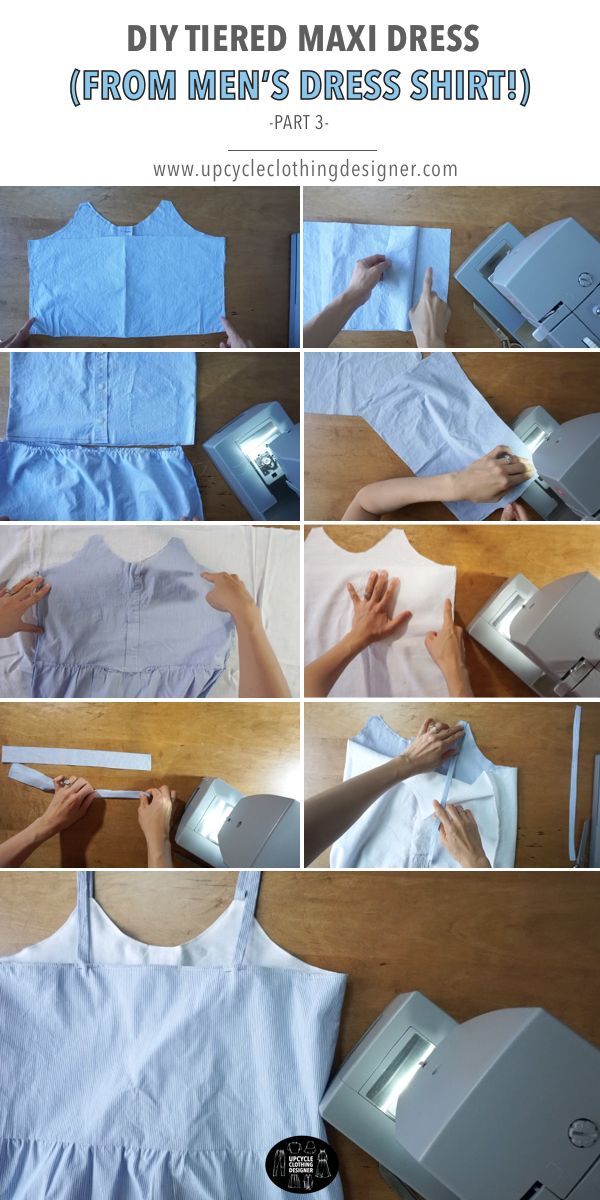 Tiered Maxi Dress From Men's Dress Shirt -   15 dress DIY recup ideas