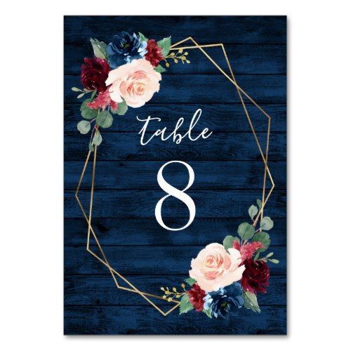 Navy and Burgundy Gold Blush Wedding Table Numbers | Zazzle.com -   16 wedding Burgundy country ideas