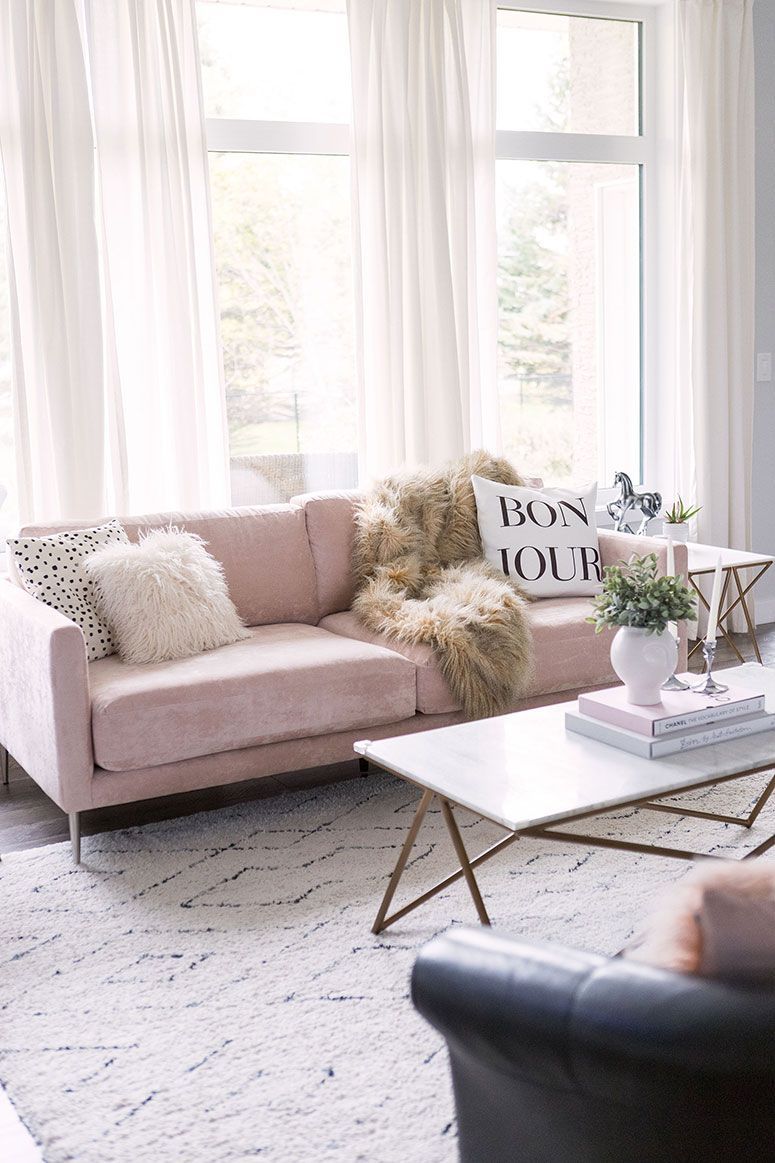 Blush Pink Sofa: Living Room Decor Inspiration - Pretty Little Details -   17 living room decor Pink ideas