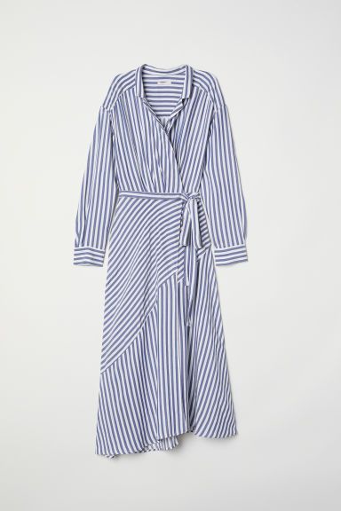 Striped Wrap-front Dress - Blue/white striped - Ladies | H&M US -   17 wrap dress 2018 ideas