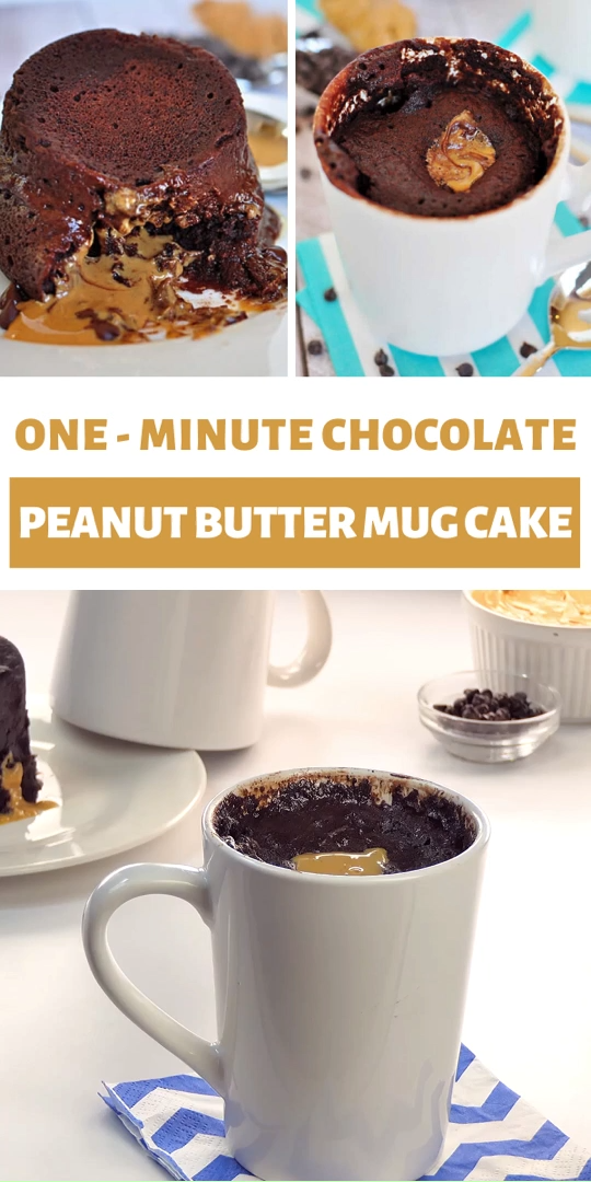 One-Minute Chocolate Peanut Butter Mug Cake -   18 chocolate cake Aesthetic ideas
