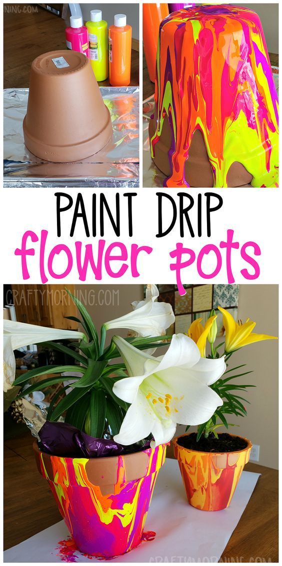 Paint Drip Flower Pots - Crafty Morning -   18 diy projects For Mom kids ideas