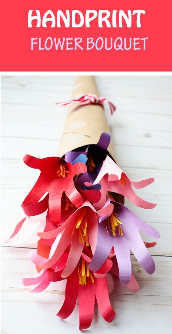 Handprint Flower Bouquet - Easy Kid Craft For Teachers Or Mother's Day -   18 diy projects For Mom kids ideas