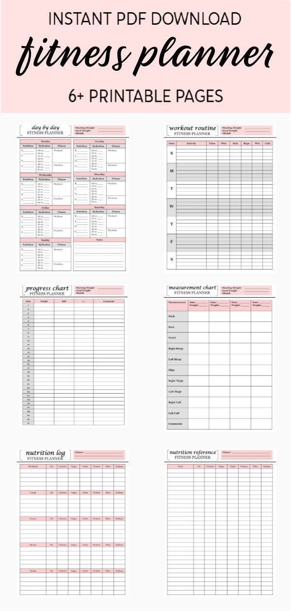 Fitness Planner | Progress Chart | Fitness Log | Nutrition Log | Workout Planner | Running Log | Printable Planner | PDF Instant Download -   18 fitness Routine planner ideas