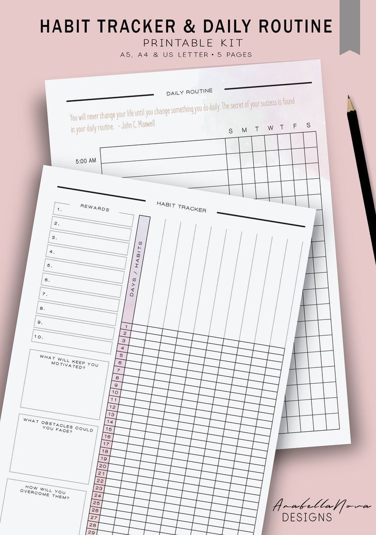 Monthly Habit Tracker & Daily Routine Printable Kit | Daily Tracking System, Reward Tracker, Self-Improvement -   18 fitness Routine planner ideas