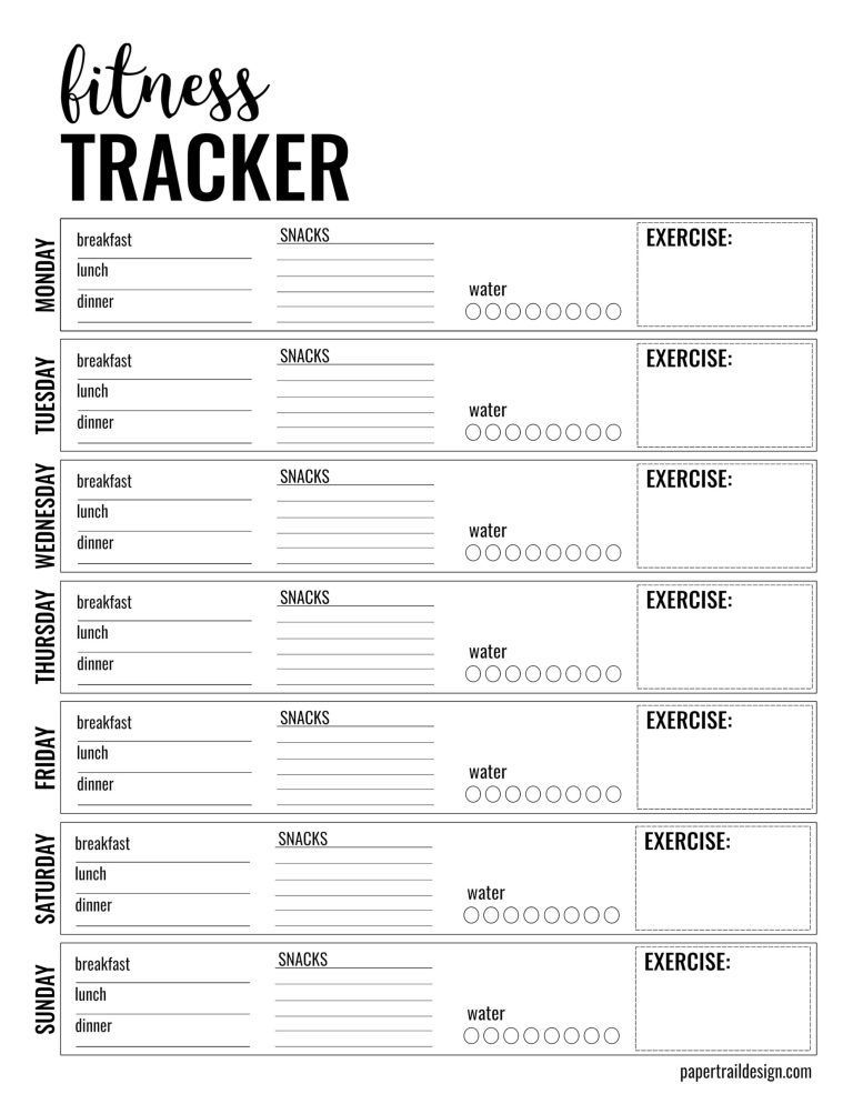 Health & Fitness Tracker Free Printable Planner Page - Paper Trail Design -   18 fitness Routine planner ideas