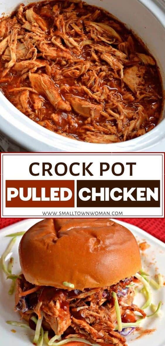 Crock Pot Pulled Chicken | Small Town Woman -   18 healthy recipes For School crock pot ideas