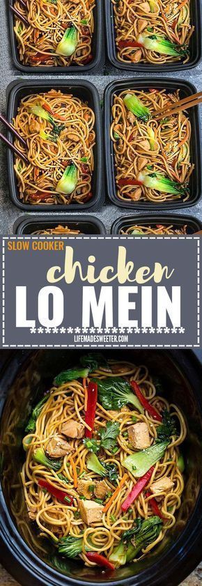 Slow Cooker Chicken Lo Mein + Crock-Pot + meal prep + recipe VIDEO -   18 healthy recipes For School crock pot ideas
