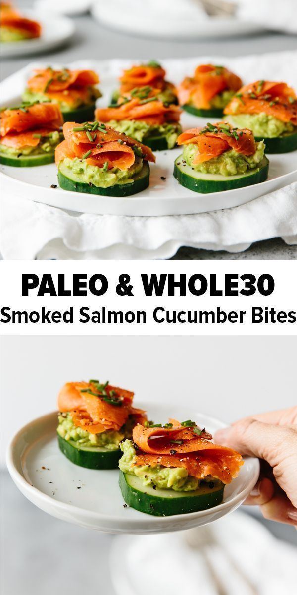 Smoked Salmon, Avocado and Cucumber Bites | Downshiftology -   18 healthy recipes Salmon appetizers ideas