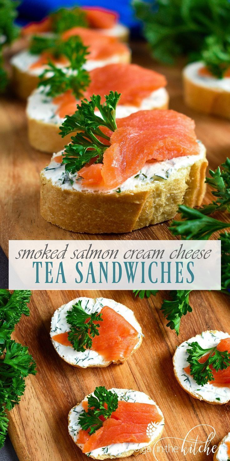 Smoked Salmon Cream Cheese Tea Sandwiches - Olga in the Kitchen -   18 healthy recipes Salmon appetizers ideas
