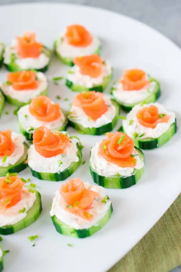 Smoked Salmon Cucumber Bites - Easy Appetizer | Delicious Meets Healthy -   18 healthy recipes Salmon appetizers ideas