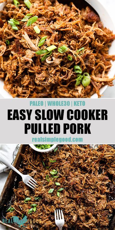 Easy Slow Cooker Pulled Pork (Paleo, Whole30 + Keto) -   19 healthy recipes Pork simple ideas