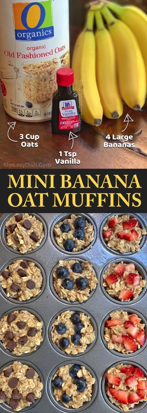 Healthy Banana Oat Muffins (3 Ingredients) - The Lazy Dish -   19 healthy recipes Snacks on the go ideas