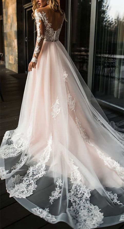 2019 Elegant Lace Off Shoulder Wedding Dress,Long Sleeves Appliques Bridal Dress,High Quality Custom Made W5260 -   19 lace dress 2019 ideas