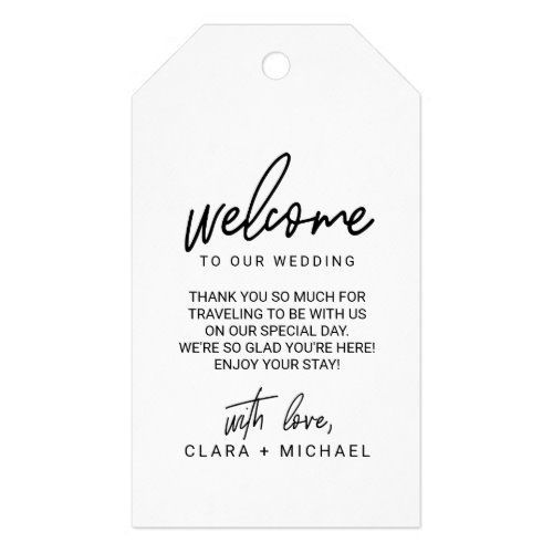Whimsical Calligraphy Wedding Welcome Gift Tags | Zazzle.com -   19 wedding Gifts bags ideas