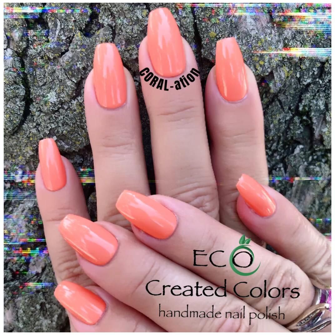 Orange/Coral Nail Polish Natural Eco 10 Free Nail Polish | Etsy -   11 coral wedding Nails ideas