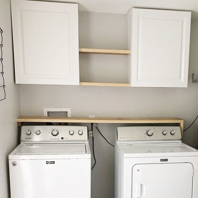 Farmhouse Laundry Room Redo - Before and After Farmhouse Laundry Room - -   11 room decor Shelves washer and dryer ideas