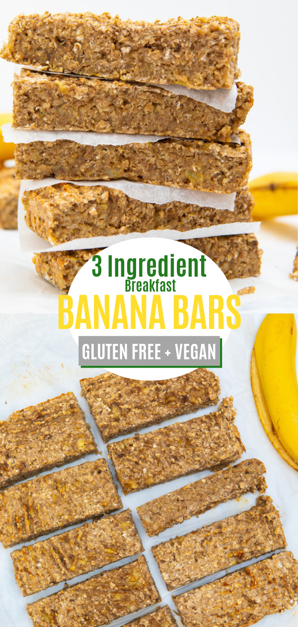 Breakfast Banana Bars - 3 ingredients Gluten Free & Vegan -   14 healthy recipes Clean 3 ingredients ideas