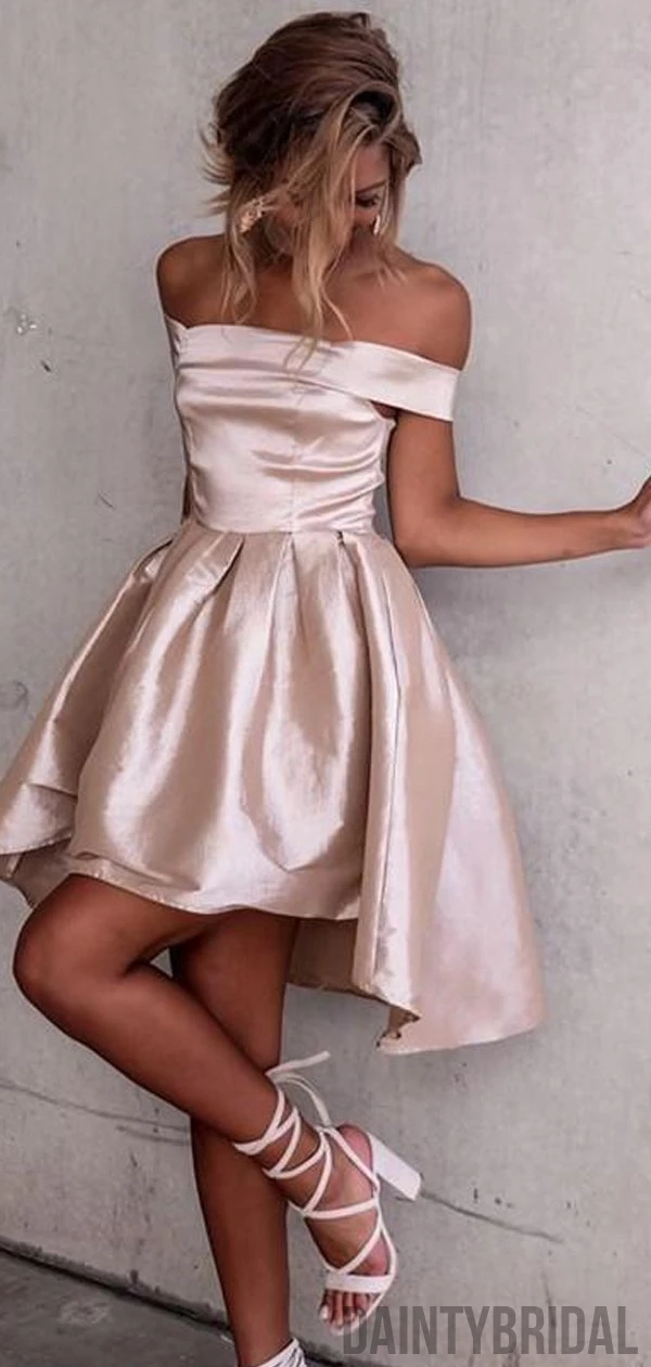 Charming Off-shoulder Satin Short Dresses,Homecoming Dresses.DB10116 -   15 dress 2018 spring ideas
