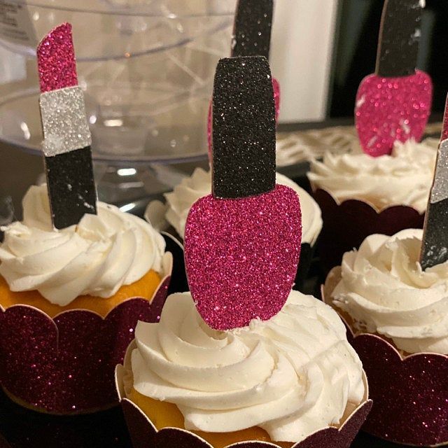 Lipstick Cupcake Toppers| Lipstick Toppers| Makeup Toppers| Lipstick Picks| MakeUp Parties| Spa Toppers| MakeUp Picks| Spa Parties -   15 makeup Party kids ideas