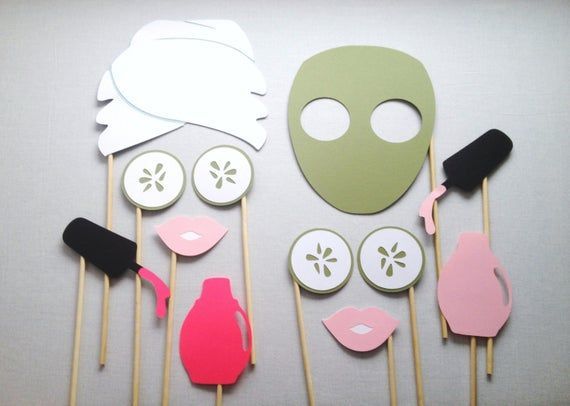12 Spa Day Photo Booth Props - Photo Booth Props - Girls Spa Day - Birthday Party -   15 makeup Party kids ideas