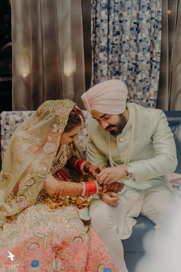 A Gorgeous Sikh Wedding With Bride In Stunning Pista Green Lehenga -   15 wedding Design couple ideas