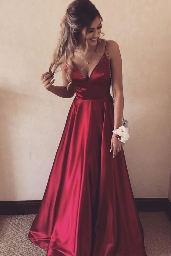 elegant red long prom dress with v neckline prom dresses -   16 dress For Teens long ideas