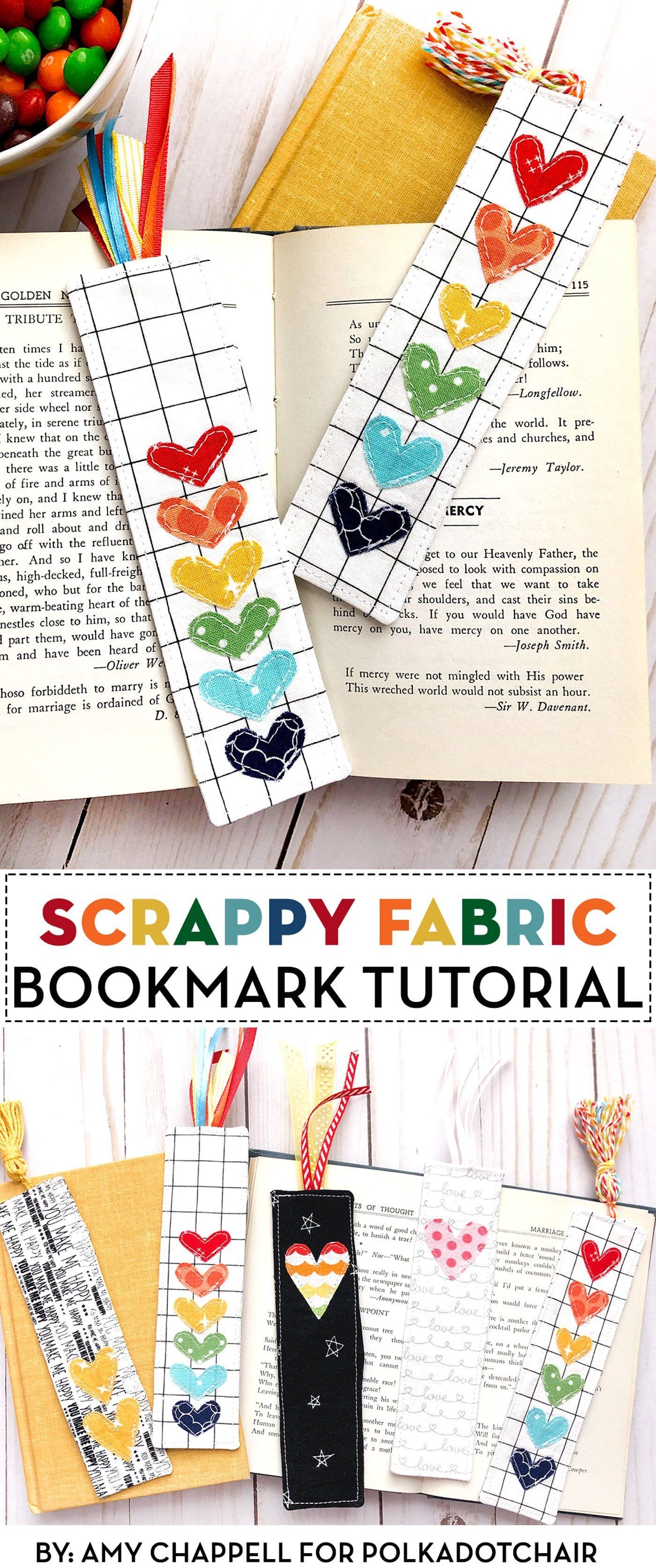 Scrappy Fabric Bookmark Tutorial | The Polka Dot Chair -   16 fabric crafts For Kids tips ideas