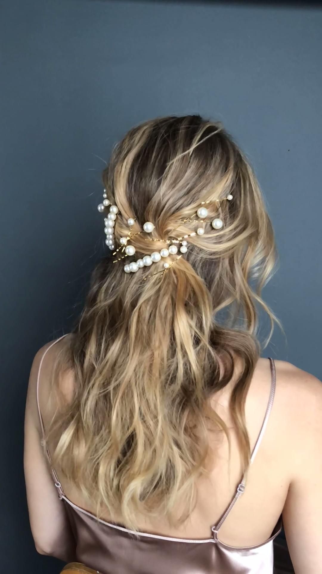 DIY hair: pearls on pearls! -   16 hair Half Up Half Down homecoming ideas