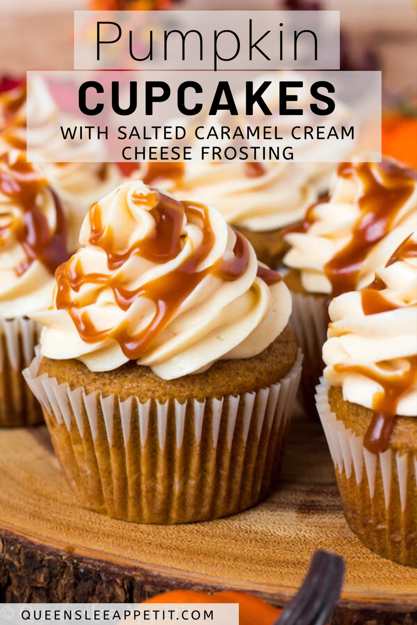 Pumpkin Cupcakes with Salted Caramel Cream Cheese Frosting -   17 desserts Caramel cream cheeses ideas