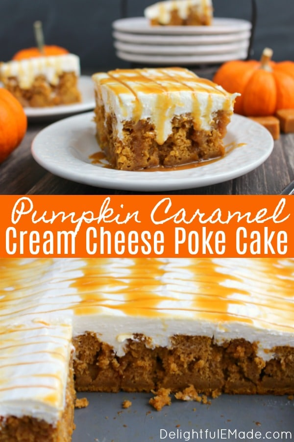 Pumpkin Caramel Cream Cheese Poke Cake -   17 desserts Caramel cream cheeses ideas