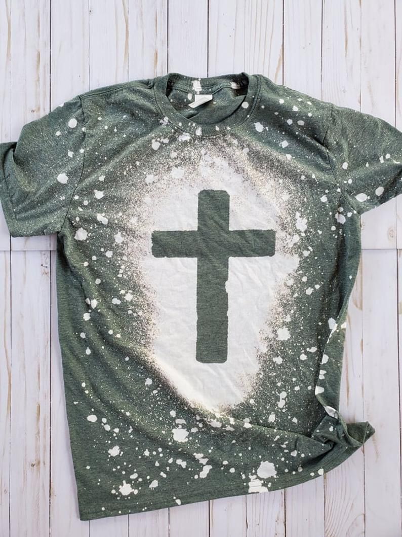 Bleached Cross T-Shirt | Bleach washed -   17 DIY Clothes Bleach patterns ideas