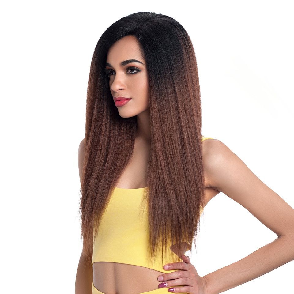 Ombre Long Kinky Straight Lace Synthetic Hair Wig - HairOnAir -   17 hairstyles Straight life ideas