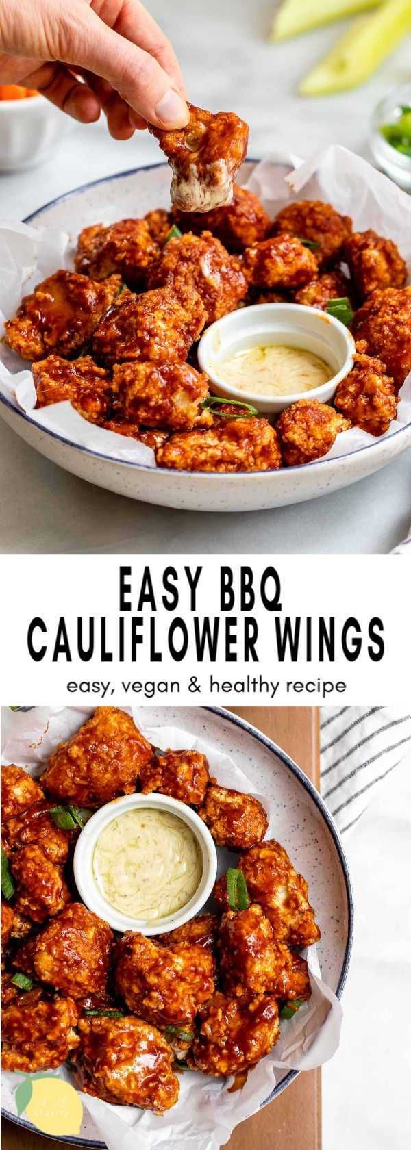 Baked BBQ Cauliflower Wings | Eat With Clarity Small Bites -   17 healthy recipes Cauliflower vegans ideas
