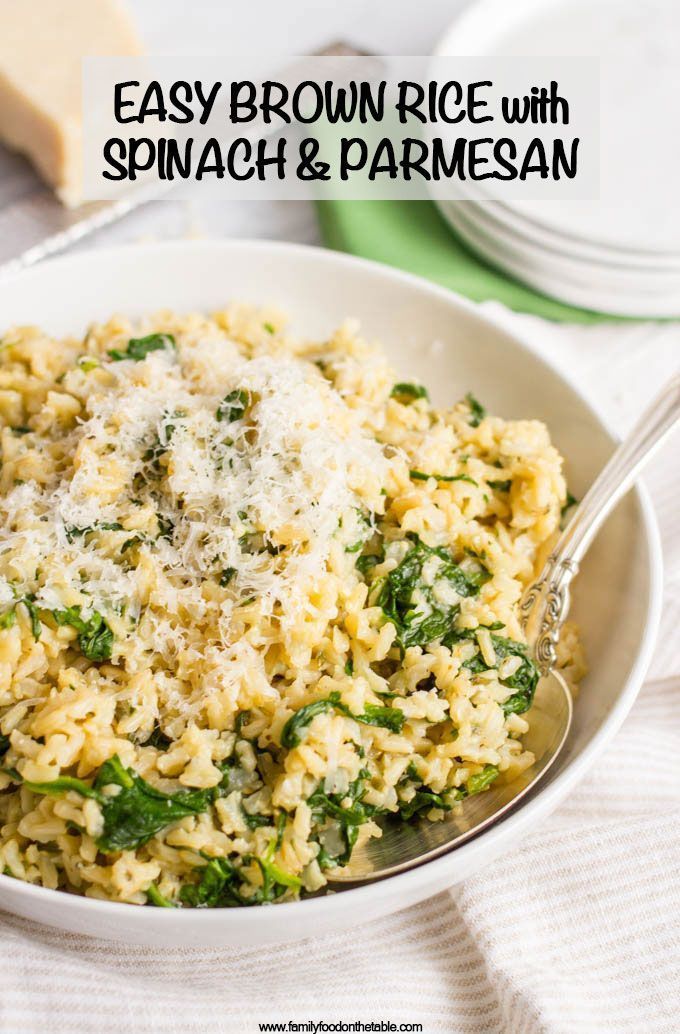 Brown rice with spinach and Parmesan cheese - Family Food on the Table -   17 healthy recipes Rice cheese ideas